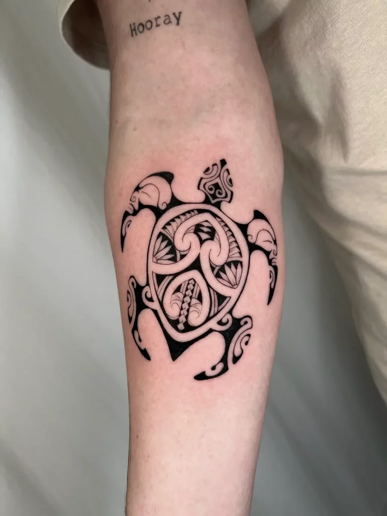 Maori Schildkröte auf dem Unterarm